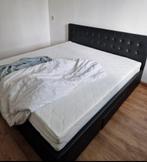 Bed 180x200 met lades en hoofdbord, Ophalen, Zwart, Tweepersoons, 180 cm