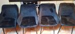 Eethoek stoelen velvet, Huis en Inrichting, Stoelen, Ophalen, Zo goed als nieuw, Zwart, Stof