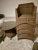 Tuinset bruin rotan 4 stoelen en tafel, Tuin en Terras, Tuinsets en Loungesets, Ophalen, Zo goed als nieuw