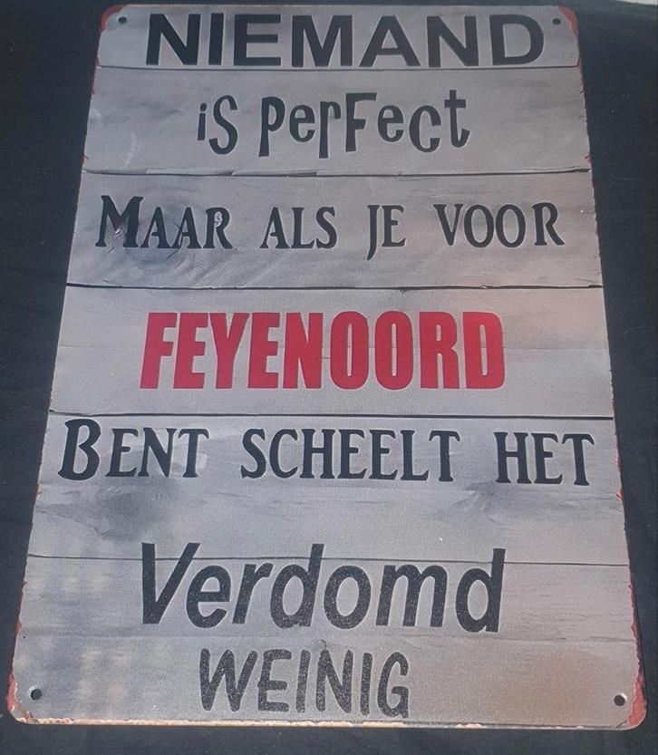 Feyenoord Wandbord - Niemand is perfect..., Verzamelen, Sportartikelen en Voetbal, Nieuw, Feyenoord, Ophalen of Verzenden