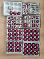 Set paars/zilveren glazen kerstballen, Ophalen of Verzenden