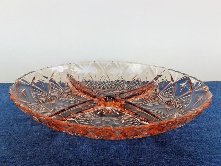 4-Vaks Serveerschaal Kristal Frankrijk, Antiek en Kunst, Antiek | Glas en Kristal, Ophalen of Verzenden
