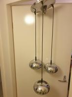 Vintage jaren 70 lamp met ovale chromen bollen, Huis en Inrichting, Lampen | Plafondlampen, Ophalen of Verzenden, Gebruikt, Metaal