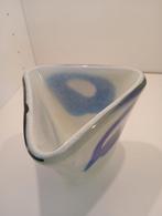 Murano glazen vaas met blauwe accenten, Schaal, Ophalen of Verzenden, Overige vormen, Glas