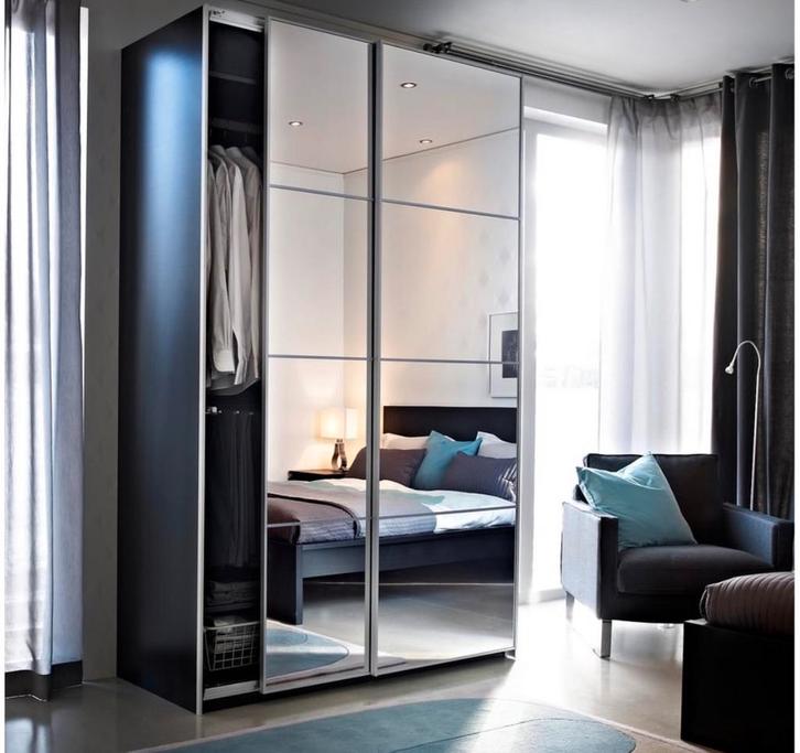 PAX schuifdeurpanelen Spiegel & Witglas Auli & Farvik, Huis en Inrichting, Kasten | Kledingkasten, Zo goed als nieuw, 200 cm of meer