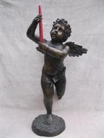 Zware bronzen engel ( Hoogte 86cm) met waskaars., Antiek en Kunst, Antiek | Koper en Brons, Ophalen, Brons