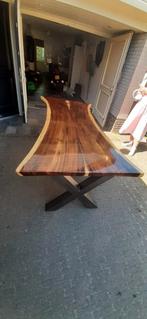 Suar eettafel met epoxy, Huis en Inrichting, Ophalen, 200 cm of meer, 50 tot 100 cm, Zo goed als nieuw