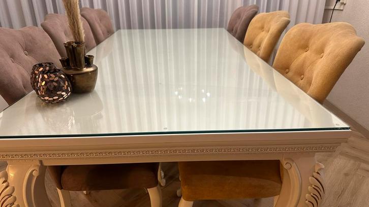 Elegante eettafel inc salontafel inc glas lampen stoelen 300, Huis en Inrichting, Complete eetkamers, Zo goed als nieuw, 8 stoelen of meer