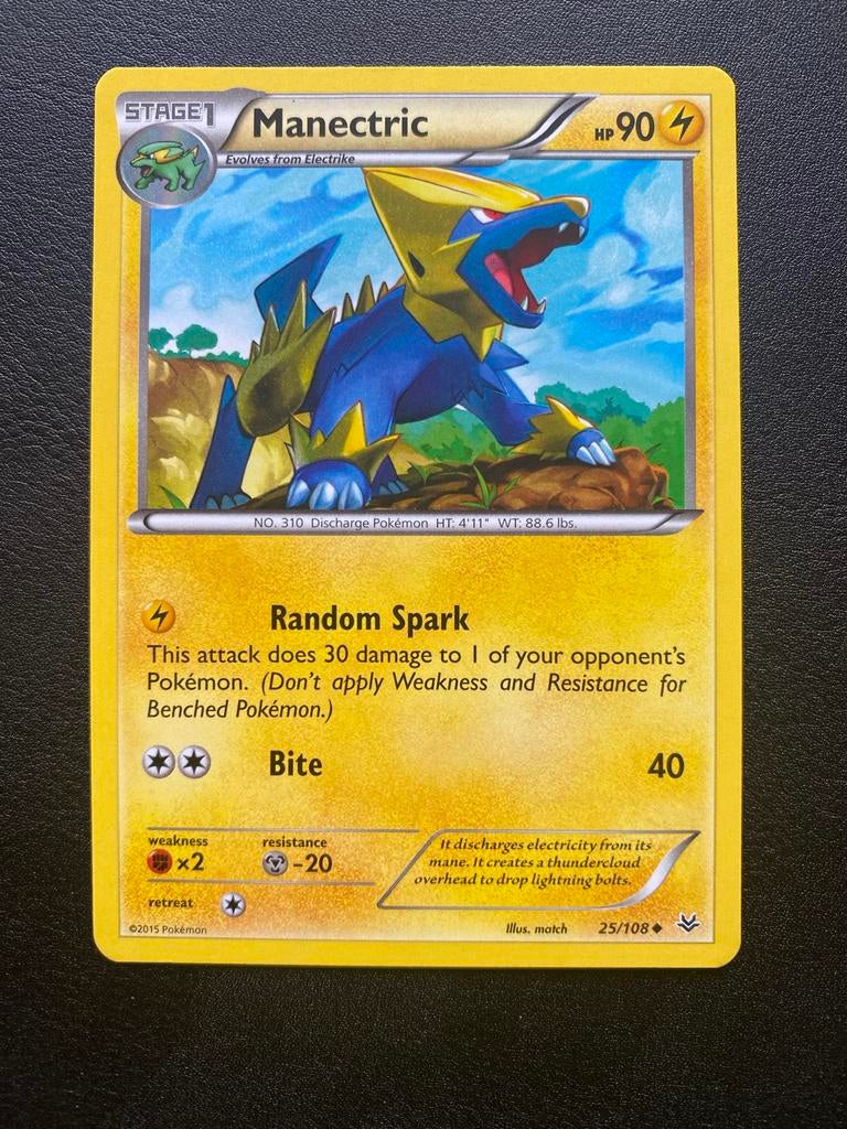 Manectric 25/108 Pokémon XY Roaring Skies Packfresh Mint, Ophalen of Verzenden, Zo goed als nieuw, Losse kaart