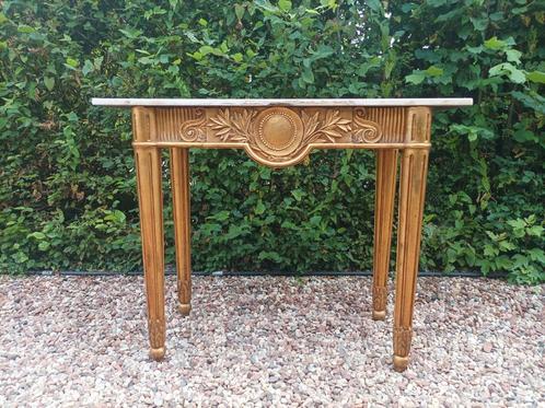 Gouden Side Table met Houten Blad, Huis en Inrichting, Tafels | Sidetables, Gebruikt, 25 tot 50 cm, 50 tot 100 cm, Overige houtsoorten