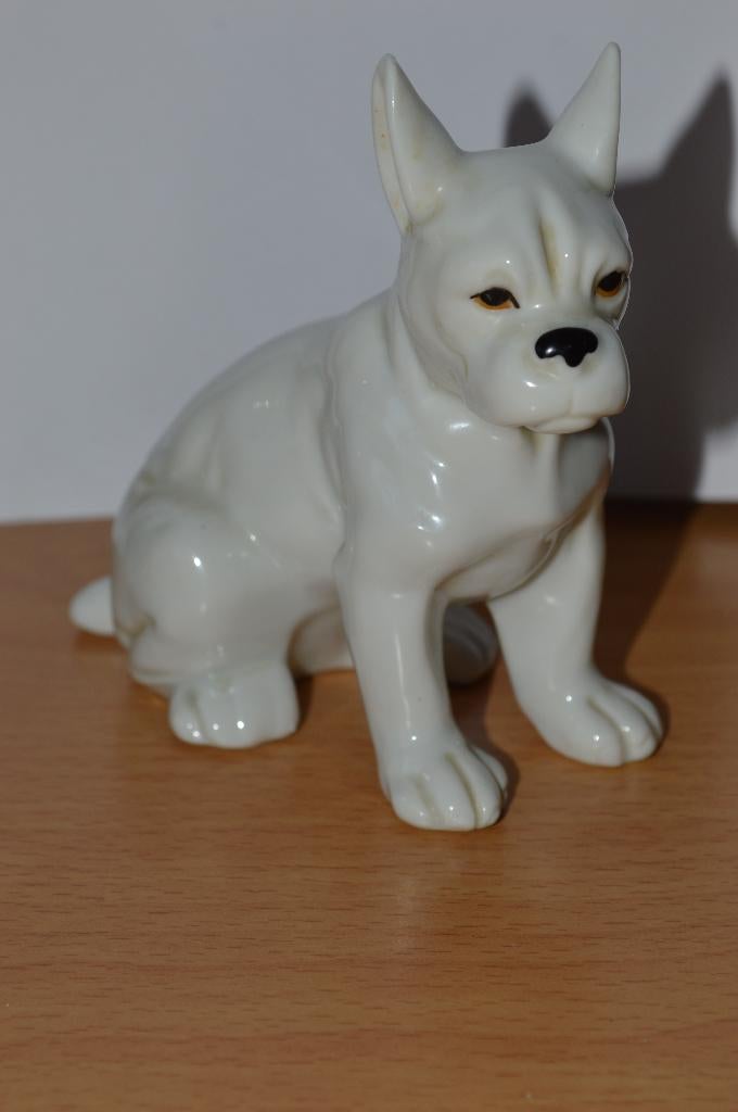 schattig vintage wit porselein beeldje van FRANSE BULDOG, Ophalen of Verzenden, Zo goed als nieuw, Dier