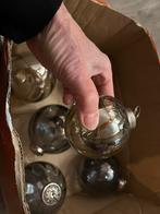 Zware glazen kerstballen taupe/grijs. 6 grote, 14 kleinere, Diversen, Ophalen