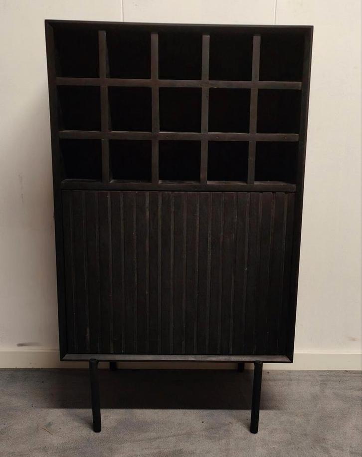 Madison Black Wijnkast 55 cm - Mangohout, Huis en Inrichting, Woonaccessoires | Wijnrekken, Zo goed als nieuw, Ophalen