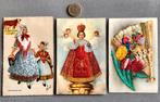 Geborduurde Ansichtkaart, 3 Stuks, Gemaakt in Spanje, Ophalen of Verzenden, 1960 tot 1980, Ongelopen, Klederdracht