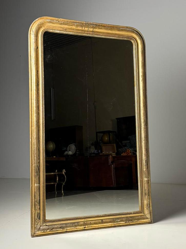 Louis Philippe spiegel Frans antiek 163H, Antiek en Kunst, Antiek | Spiegels, Minder dan 50 cm, Rechthoekig, Ophalen