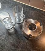 Glazen theeset met warmhouder, Ophalen of Verzenden, Gebruikt