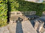 Pallet bank 3x met wielen en 3sets kussens, Huis en Inrichting, Gebruikt, Rustiek, 150 tot 200 cm, Driepersoons