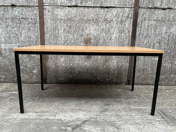 Tweedehands kantinetafel 160x80cm - Beuken / Zwart, Huis en Inrichting, Bureaus, Gebruikt, Ophalen of Verzenden
