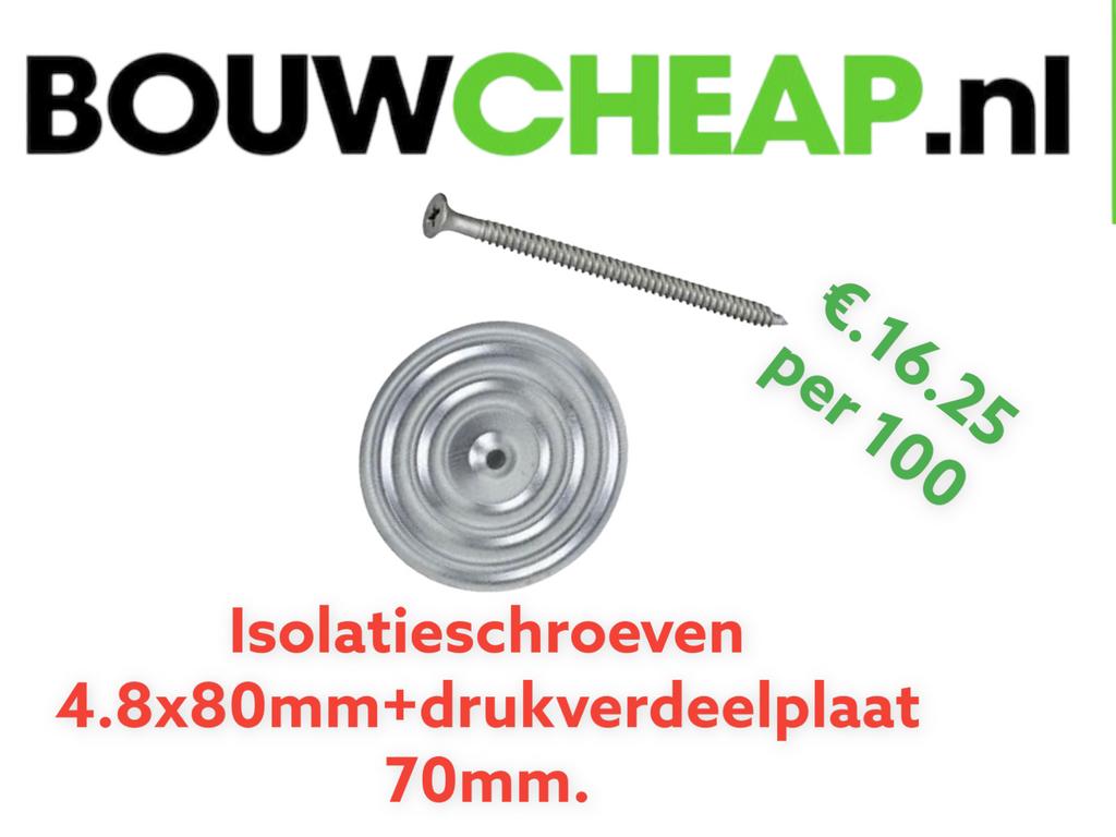 Dakschroeven en stalen rosette 70mm, Doe-het-zelf en Verbouw, IJzerwaren en Bevestigingsmiddelen, Nieuw, Ophalen of Verzenden