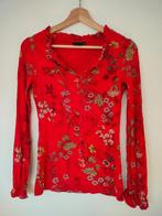 Rode top met bloemenprint Dfvv maat 36, Kleding | Dames, Ophalen of Verzenden, Lange mouw, Maat 36 (S), Rood