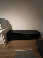 Zwarte tv-kast met lades en vakken, Ophalen, Overige materialen, 100 tot 150 cm, Zo goed als nieuw