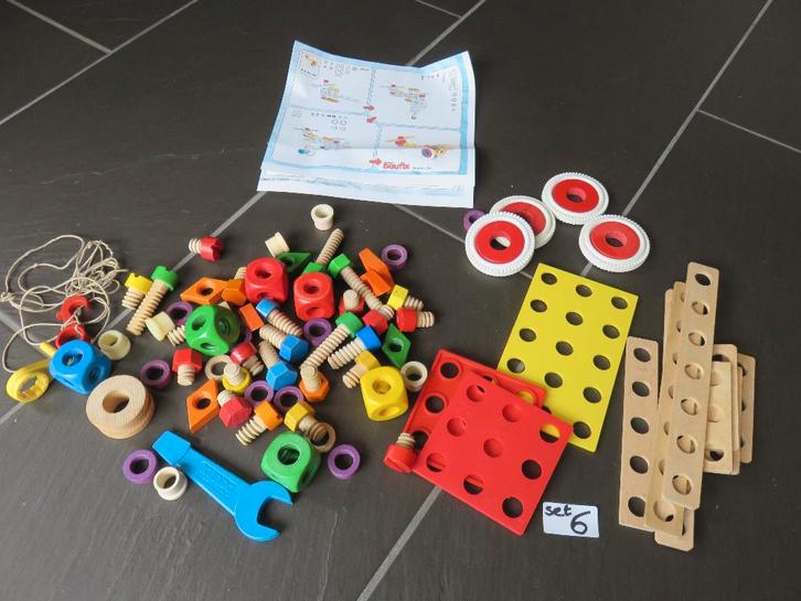Baufix houten constructie set 6, 80delig met 5 voorbeelden, Kinderen en Baby's, Speelgoed | Houten speelgoed, Gebruikt, Ophalen of Verzenden