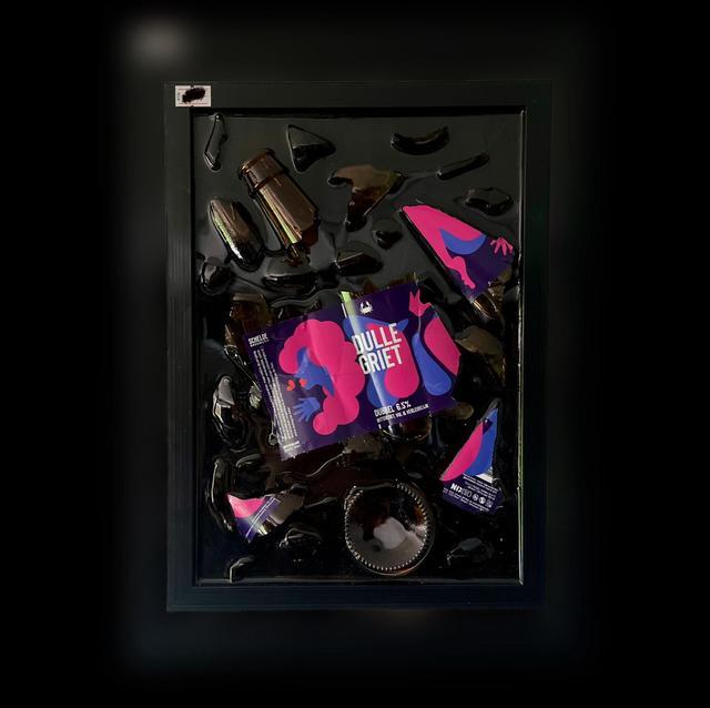 Uniek dulle griet speciaal bier schilderij met gebroken fles, Antiek en Kunst, Kunst | Designobjecten, Ophalen of Verzenden