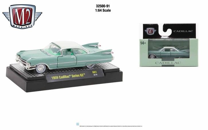 1959 Cadillac Series 62 van M2 1/64 R91, Hobby en Vrije tijd, Modelauto's | Overige schalen, Nieuw, Auto, Ophalen of Verzenden