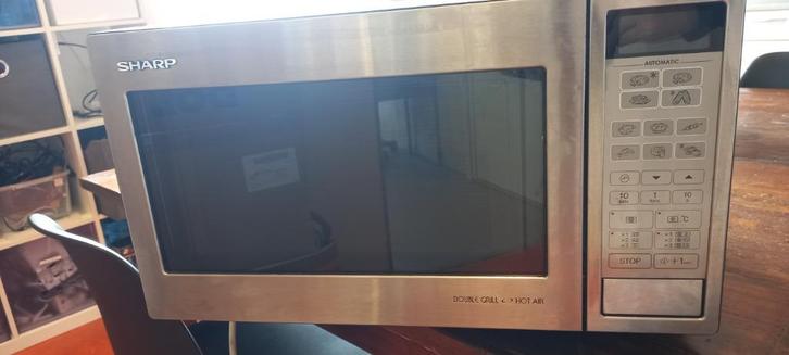 Sharp RVS combimagnetron/oven, Witgoed en Apparatuur, Magnetrons, Gebruikt, Vrijstaand, Combimagnetron, Grill, Hete lucht, Oven