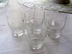 Oude borrelglaasjes met geribbelde voet van Leerdam, Ophalen of Verzenden, Gebruikt, Borrel- of Shotglas