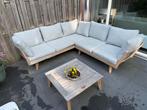 Loungeset hoekbank hout met kussens, Ophalen, Gebruikt, Hout