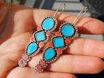 Vanoli 925 zilver oorbellen bloedkoraal turquoise uit India, Daiva1973@hotmail.com, Hangers, Vanoli, Blauw