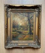 Schilderij op doek, Henricus Rol, goudkleurige lijst, bos, Ophalen of Verzenden