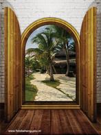 Deuren palmenpad fotobehang, strand behang, *Fotobehang4you, Minder dan 10 m², Verzenden, Doorkijk, 3D
