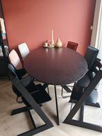 Zwart Eiken Eettafel Kas20 - Verjongd Blad 200x90, Ophalen, Rond, Zo goed als nieuw, Vijf personen of meer