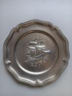 Prachtig antiek tinnen bord met schip. 670 gram, Antiek en Kunst, Antiek | Tin, Ophalen of Verzenden