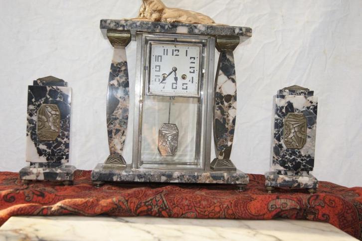 Glaspendule met vazen, Antiek en Kunst, Antiek | Klokken, Ophalen of Verzenden