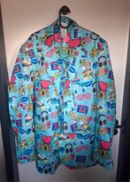 Blauw disco pak, broek, jas en stropdas, maat 58, Carnaval, Maat 56/58 (XL), Ophalen of Verzenden, Zo goed als nieuw