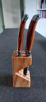 Laguiole steakmessen met Houten Blok - Zo goed als nieuw, Huis en Inrichting, Keuken | Bestek, Ophalen, Zo goed als nieuw, Hout