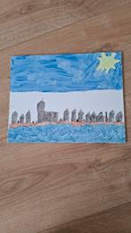 Huisjes aan de kade schilderij, Ophalen of Verzenden
