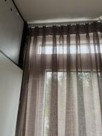 2 stuks Vitrage( zandkleur) nieuw, 200 cm of meer, Beige, Ophalen of Verzenden, Zo goed als nieuw