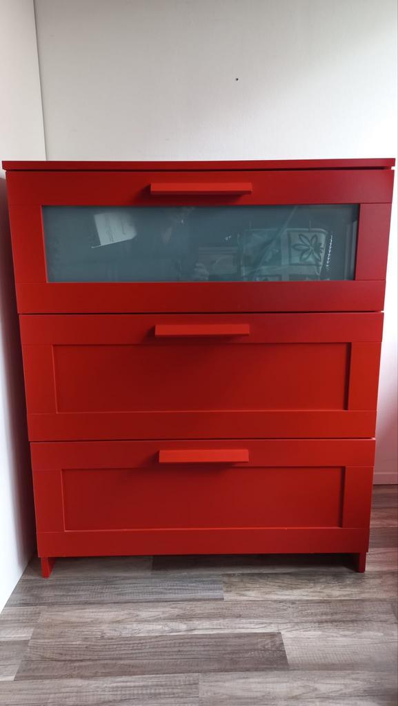 Rode IKEA Ladekast/Commode met Plank, Huis en Inrichting, Kasten | Dressoirs, Gebruikt, 50 tot 100 cm, 25 tot 50 cm, Met lade(s)