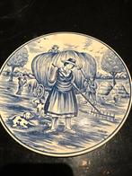 Delfts Blauw Wandbord Boerderij Scène, Antiek en Kunst, Ophalen