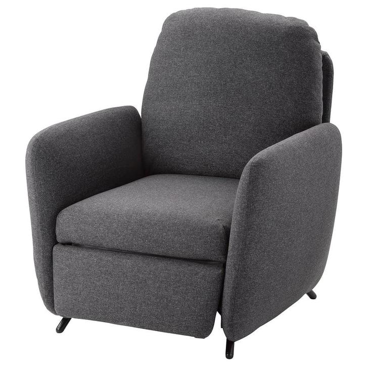 Ikea EKOLSUND Relaxfauteuil - Donkergrijs, Huis en Inrichting, Fauteuils, Zo goed als nieuw, Metaal, Stof, 75 tot 100 cm, 75 tot 100 cm