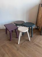 Diverse kleurrijke bijzettafels/krukjes, 45 tot 60 cm, Minder dan 55 cm, Gebruikt, Gerestyled