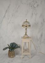 Franse Vintage Messing Boudoir Lamp met Glazen Kap, Huis en Inrichting, Ophalen, Zo goed als nieuw, Minder dan 50 cm