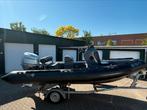 Zwarte rib met 150pk en trailer, Watersport en Boten, 120 tot 200 pk, Zo goed als nieuw, Benzine, Overige materialen