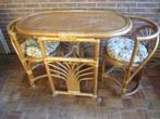 Vintage set Rotan tafel met 2 stoelen, Huis en Inrichting, Stoelen, Ophalen, Bruin, Riet of Rotan, Twee