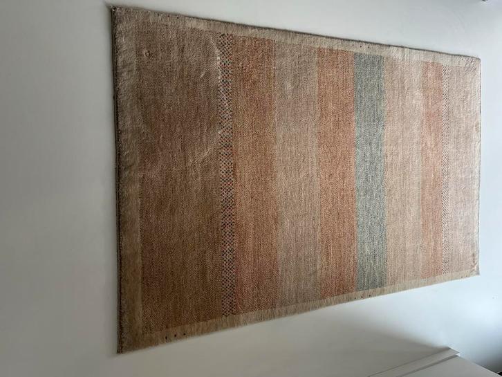 Handgemaakt wollen kleed met strepen - 1.88 x 1.18 m, Antiek en Kunst, Antiek | Kleden en Textiel, Ophalen