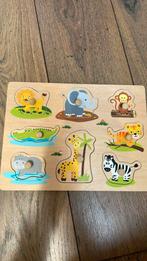 Wilde dieren puzzel, Kinderen en Baby's, Speelgoed | Kinderpuzzels, Van hout, Minder dan 10 stukjes, 6 maanden tot 2 jaar, Zo goed als nieuw